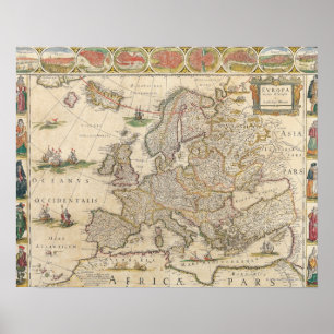 Karte Europas 6 Poster