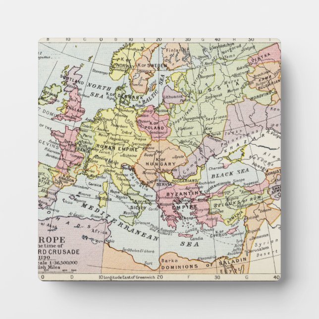 Karte Europas | Der dritte Kreuzzug Fotoplatte (Vorderseite)