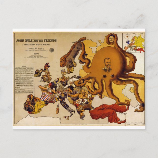 Karte Europas - John Bull und seine Freunde (1900) (Vorderseite)