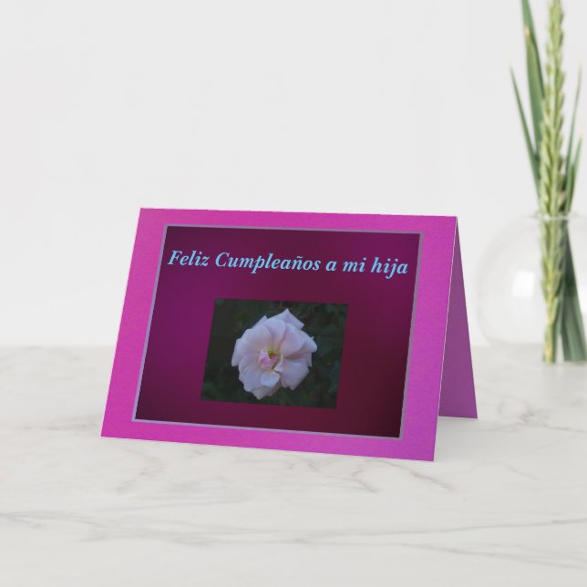 Karte - Feliz Cumpleaños ein MI hija - Rosa (Vorderseite)