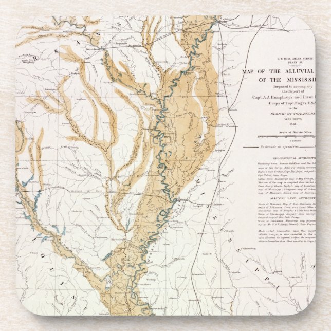 KARTE: FLUSS MISSISSIPI, 1861 UNTERSETZER (Vorderseite)