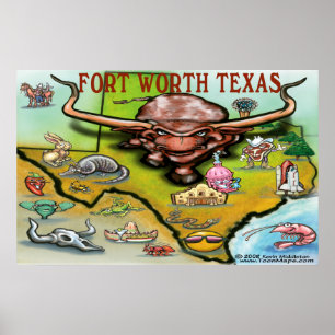Karte Fort Worths TEXAS Poster