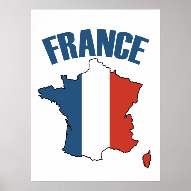 Karte Frankreich - Französische Flagge Poster (Vorne)