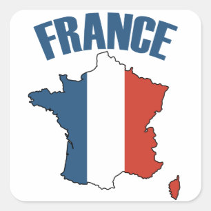 Karte Frankreich - Französische Flagge Quadratischer Aufkleber