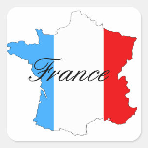 Karte Frankreichs in Red White und Blue Quadratischer Aufkleber