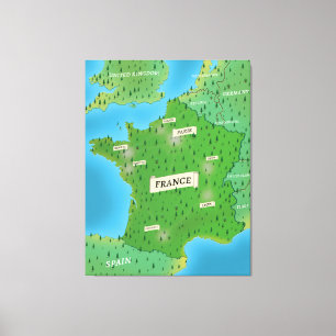 Karte Frankreichs Leinwanddruck