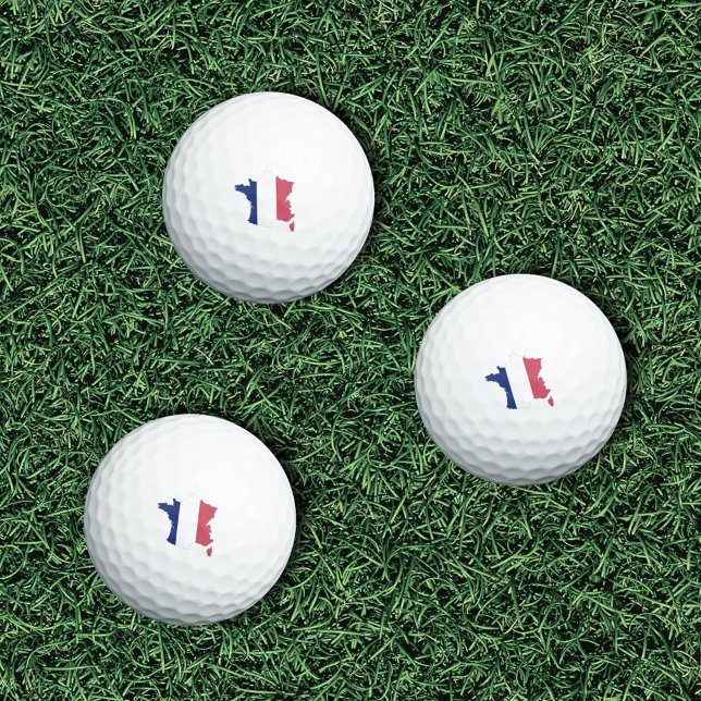 Karte Frankreichs mit französischer Flagge Golfball (Map of France with French Flag Golf Balls)