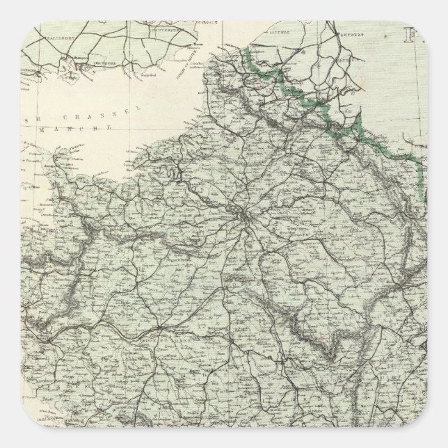 Karte Frankreichs Quadratischer Aufkleber (Vorderseite)