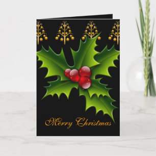 Karte Frohe Weihnachten Grün Schwarz Rot Stechpalm