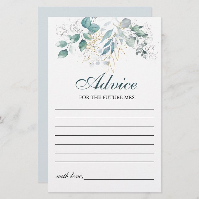 Karte für Aquarellfarben (Vorne/Hinten)