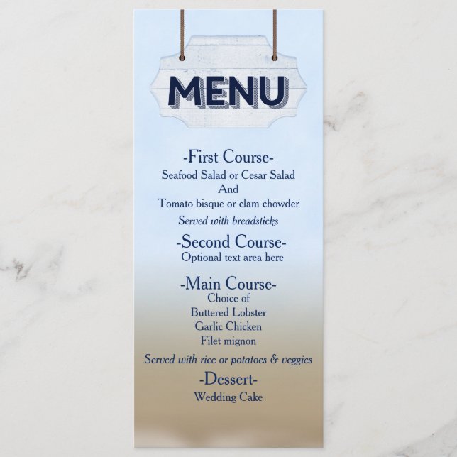 Karte für das Schild "Beach Wedding White Wood" (Vorderseite)