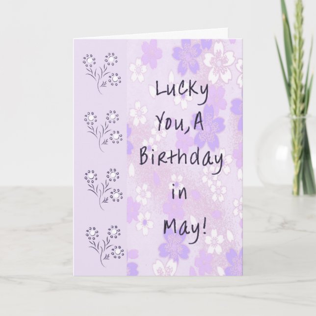 Karte für den Geburtstag im Mai in Lavender (Vorderseite)
