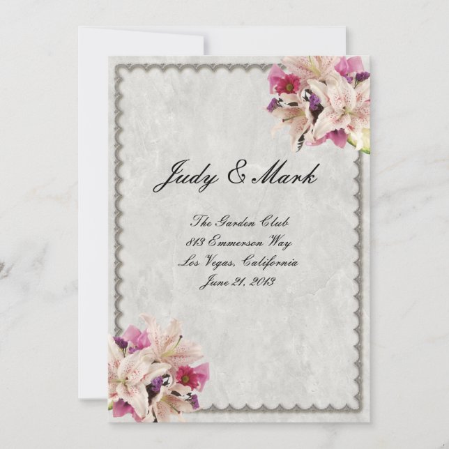 Karte für die HochzeitskARTE "White Lily Floral Ma (Vorderseite)