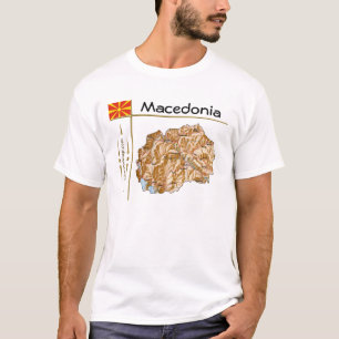 Karte für Nordmakedonien + Flagge + T - Shirt