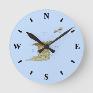 Karte für Trinidad und Tobago Runde Wanduhr