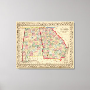 Karte Georgia, Alabama durch Mitchell Leinwanddruck