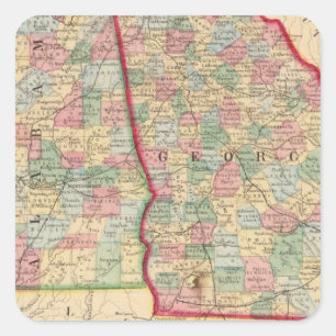Karte Georgia, Alabama durch Mitchell Quadratischer Aufkleber