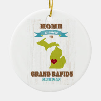 Karte Grand Rapids, Michigan - Zuhause ist wo Keramik Ornament