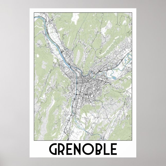 Karte Grenoble Frankreich Poster (Vorne)