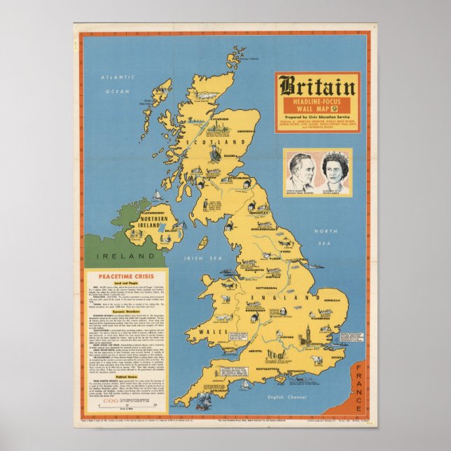 Karte Großbritanniens: Headline-Focus Poster (Vorne)
