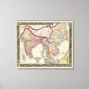 Karte Hindoostan, Farther India, China und Tibet Leinwanddruck