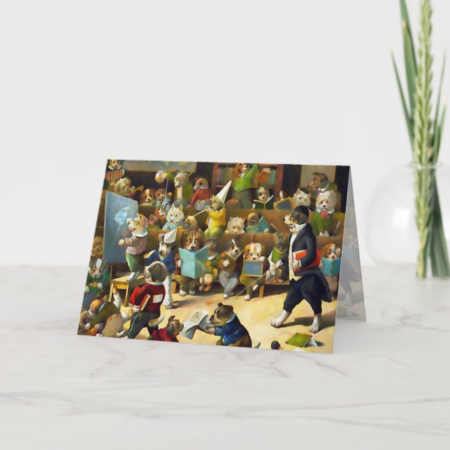 Karte: Hundeschule durch Louis Wain Karte (Vorderseite)