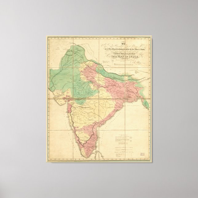 Karte Indiens (1818) Leinwanddruck (Vorderseite)