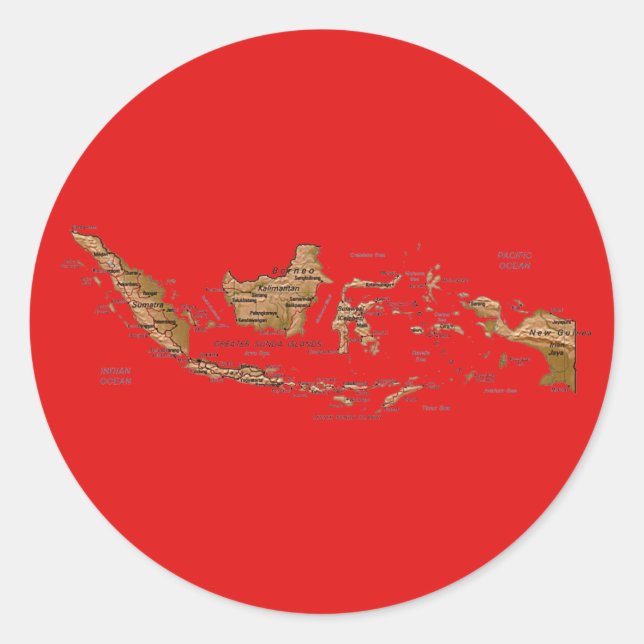 Karte Indonesiens Runder Aufkleber (Vorderseite)