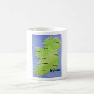 Karte Irlands, einschließlich Städte Kaffeetasse