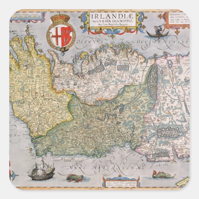 Karte Irlands Quadratischer Aufkleber (Vorderseite)