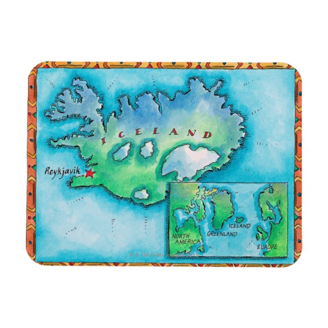 Karte Islands Magnet (Horizontal)