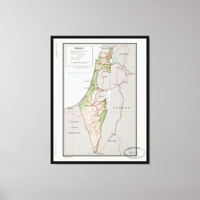 Karte Israels (1967) Leinwanddruck (Vorderseite)