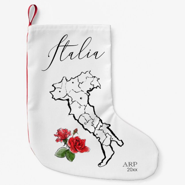 *~* Karte Italiens Italienische Rose Kleiner Weihnachtsstrumpf (Vorderseite)