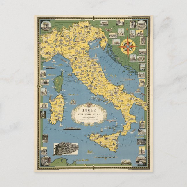 Karte Italiens mit Vatikanstadt (Vorderseite)