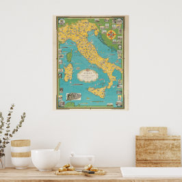 Karte Italiens mit Vatikanstadt 1944 Poster