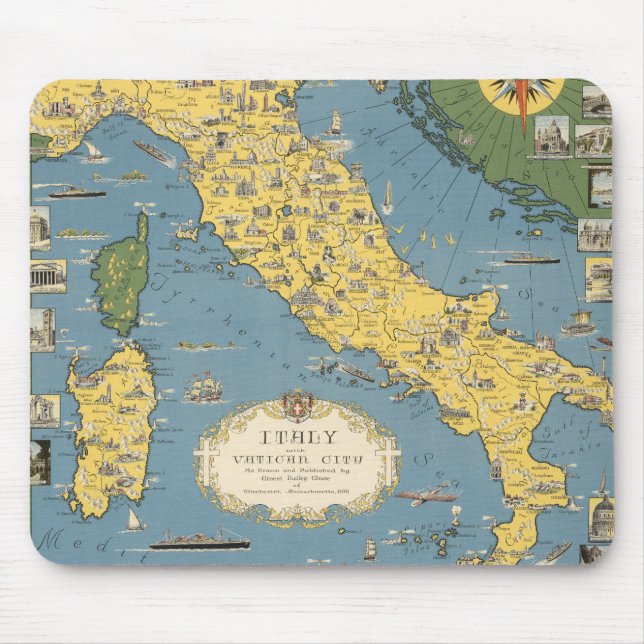 Karte Italiens mit Vatikanstadt Mousepad (Vorne)