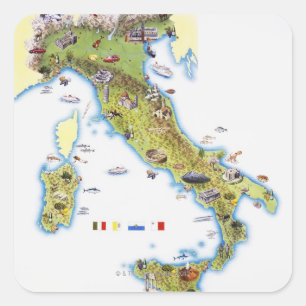 Karte Italiens Quadratischer Aufkleber