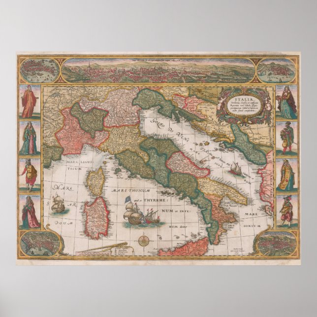 Karte Italiens von Cornelis II Danckerts 1640 Poster (Vorne)