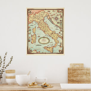 Karte Italiens von Ernest Dudley Chase 1935 Poster