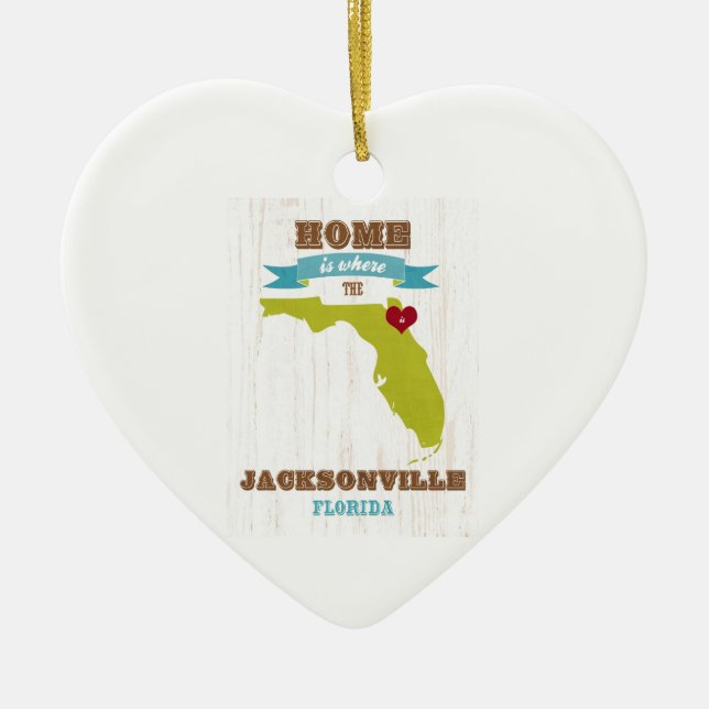 Karte Jacksonvilles, Florida - Zuhause ist wo Keramikornament (Vorne)