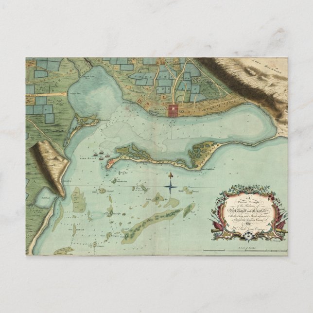 KARTE: JAMAIKA, 1756 POSTKARTE (Vorderseite)