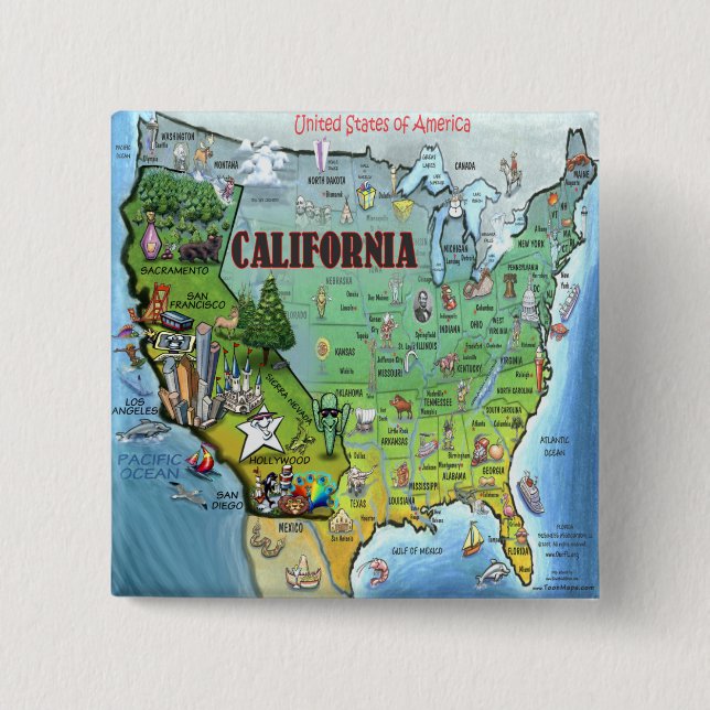 Karte Kaliforniens USA Button (Vorderseite)