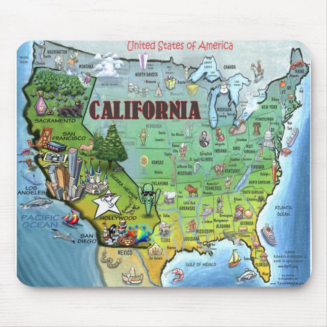 Karte Kaliforniens USA Mousepad (Vorne)