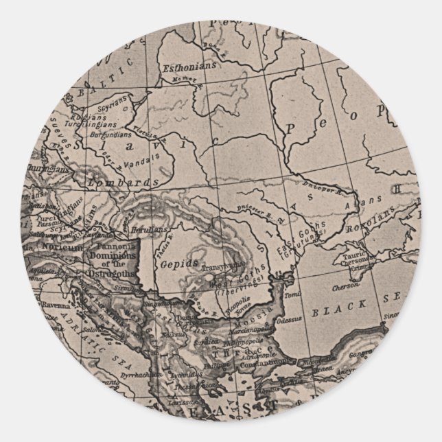 Karte, Kartografie, Geografie, Topografie, Europa Runder Aufkleber (Vorderseite)