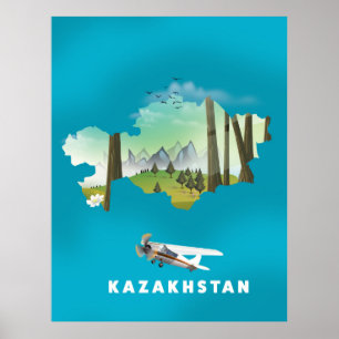 Karte Kasachstans Poster