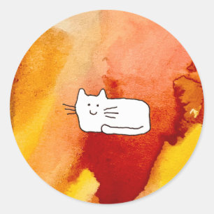 Karte Katzen-Gekritzel Linienzeichnung Runder Aufkleber