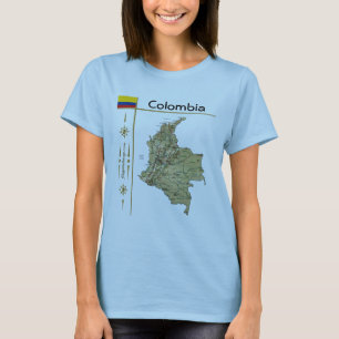 Karte Kolumbien + Flagge + T - Shirt