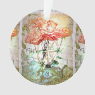 Karte, Kompass, Rosen Ornament