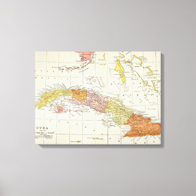 KARTE: KUBA, 1900 LEINWANDDRUCK (Vorderseite)