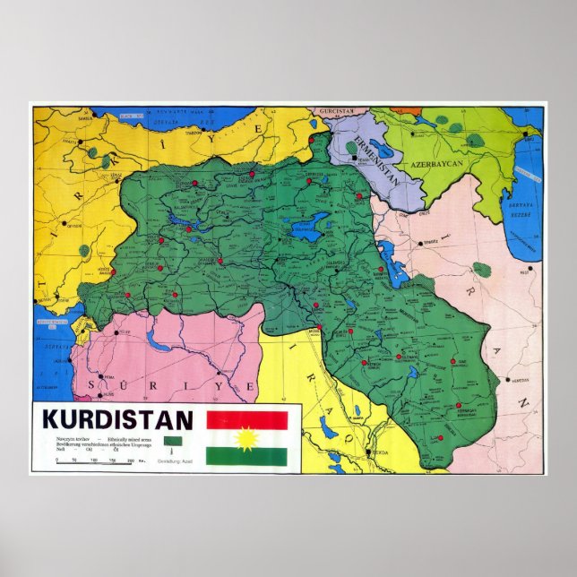 Karte Kurdistans Poster (Vorne)